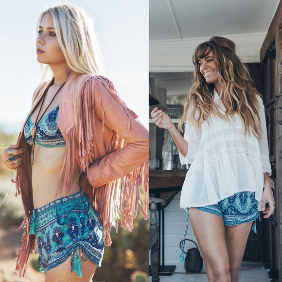 Rare spell designs sunset road cactus shorts aqua short S gypsy collective - Picture 4 of 16